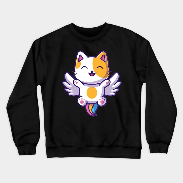 cat unicorn funny so cute face mask Crewneck Sweatshirt by Cats Cute 